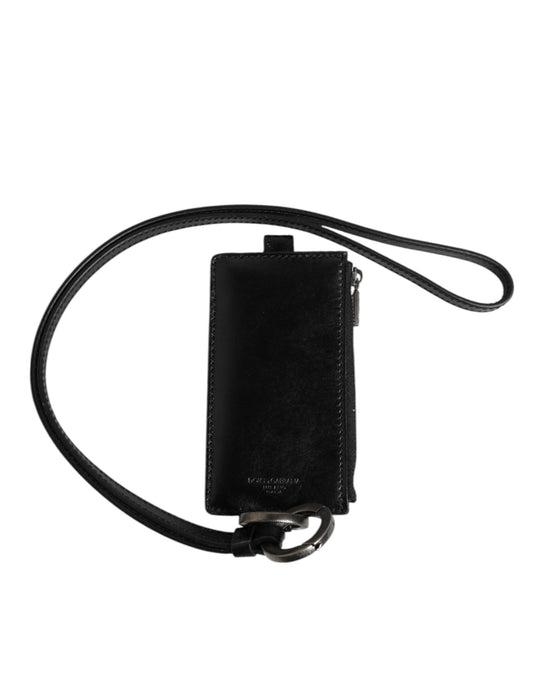 Cardholder Wallet by Dolce & Gabbana for men in horse leather black features a streamlined silhouette, showcasing the streamlined Horse Leather Cardholder Wallet design with sophisticated card-organization for a premium look.