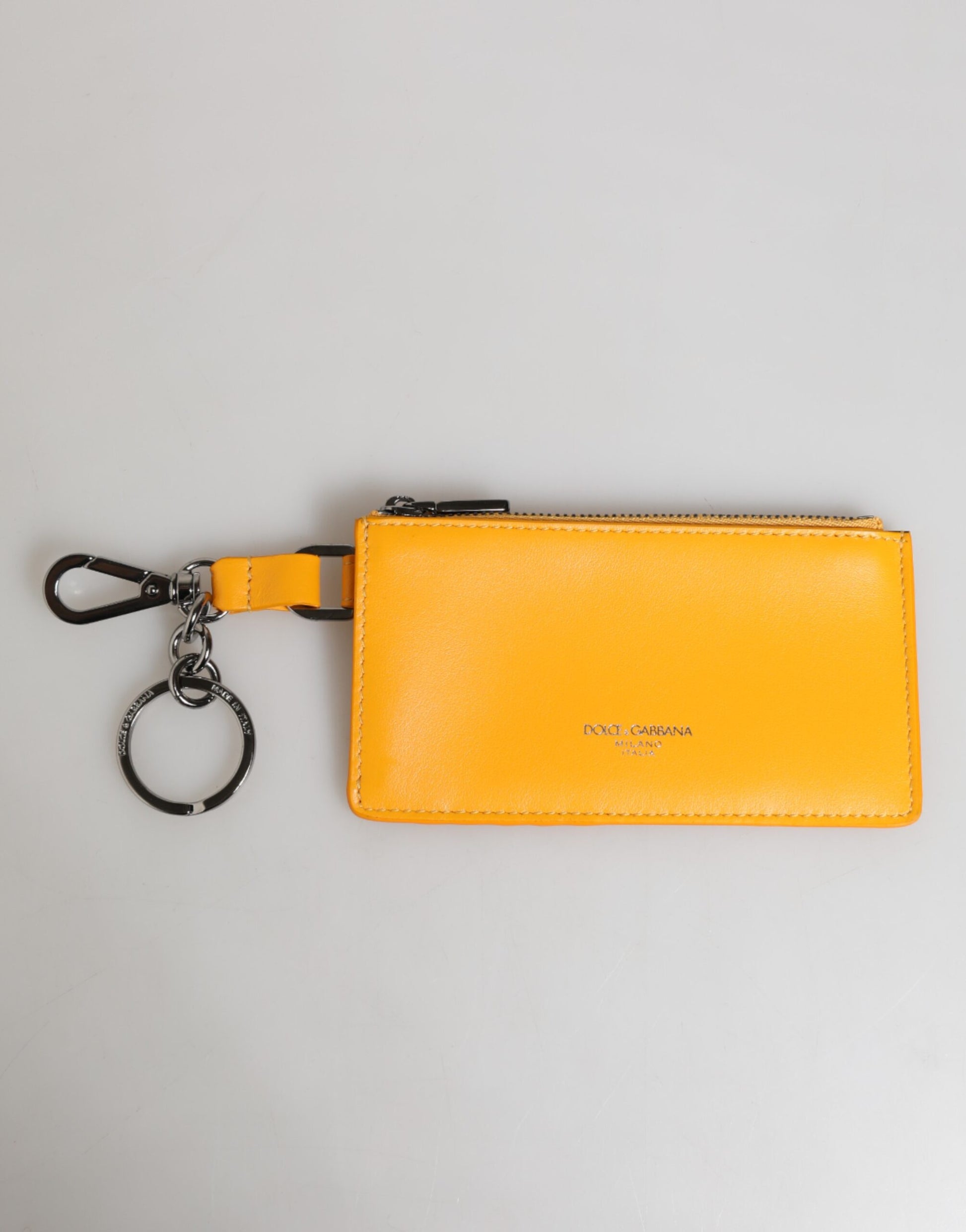 Cardholder Wallet by Dolce & Gabbana for men in calf leather orange & yellow features a streamlined silhouette, showcasing the streamlined Calf Leather Cardholder Wallet design with sophisticated card-organization for a premium look.