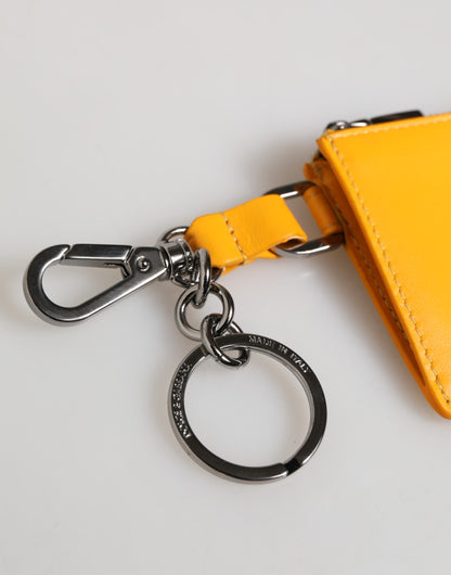 Cardholder Wallet by Dolce & Gabbana for men in calf leather orange & yellow presents a streamlined silhouette, showcasing the sophisticated design of the Calf Leather Cardholder Wallet collection with functional card-organization.