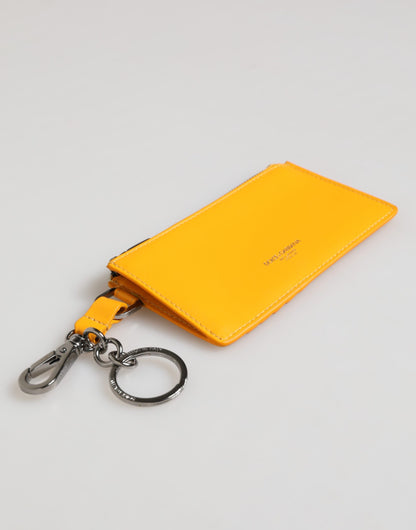 Cardholder Wallet by Dolce & Gabbana for men in calf leather orange & yellow showcases a refined silhouette, artfully capturing the essence of the refined Calf Leather Cardholder Wallet design with functional card-organization.