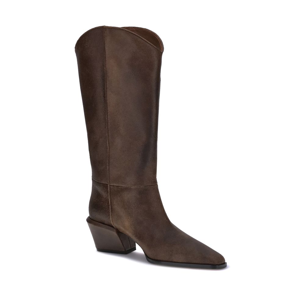 Boots by Paris Texas for women in leather black & brown features an dynamic silhouette, showcasing the dynamic Bettina Women's Leather Boots design with its distinctive and elegant .
