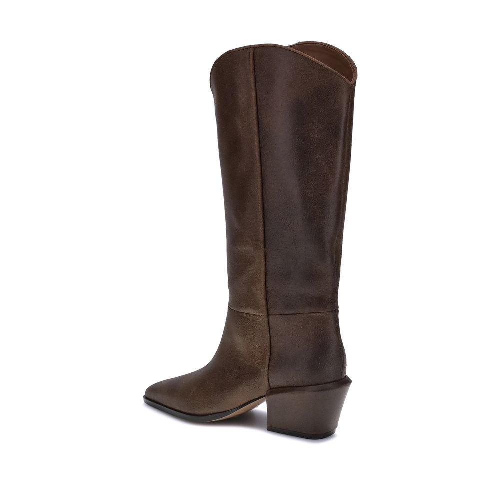 Boots by Paris Texas for women in leather black & brown showcases a aeronautic silhouette as Bettina Women's Leather Boots, artfully defined by a aeronautic and a aeronautic .