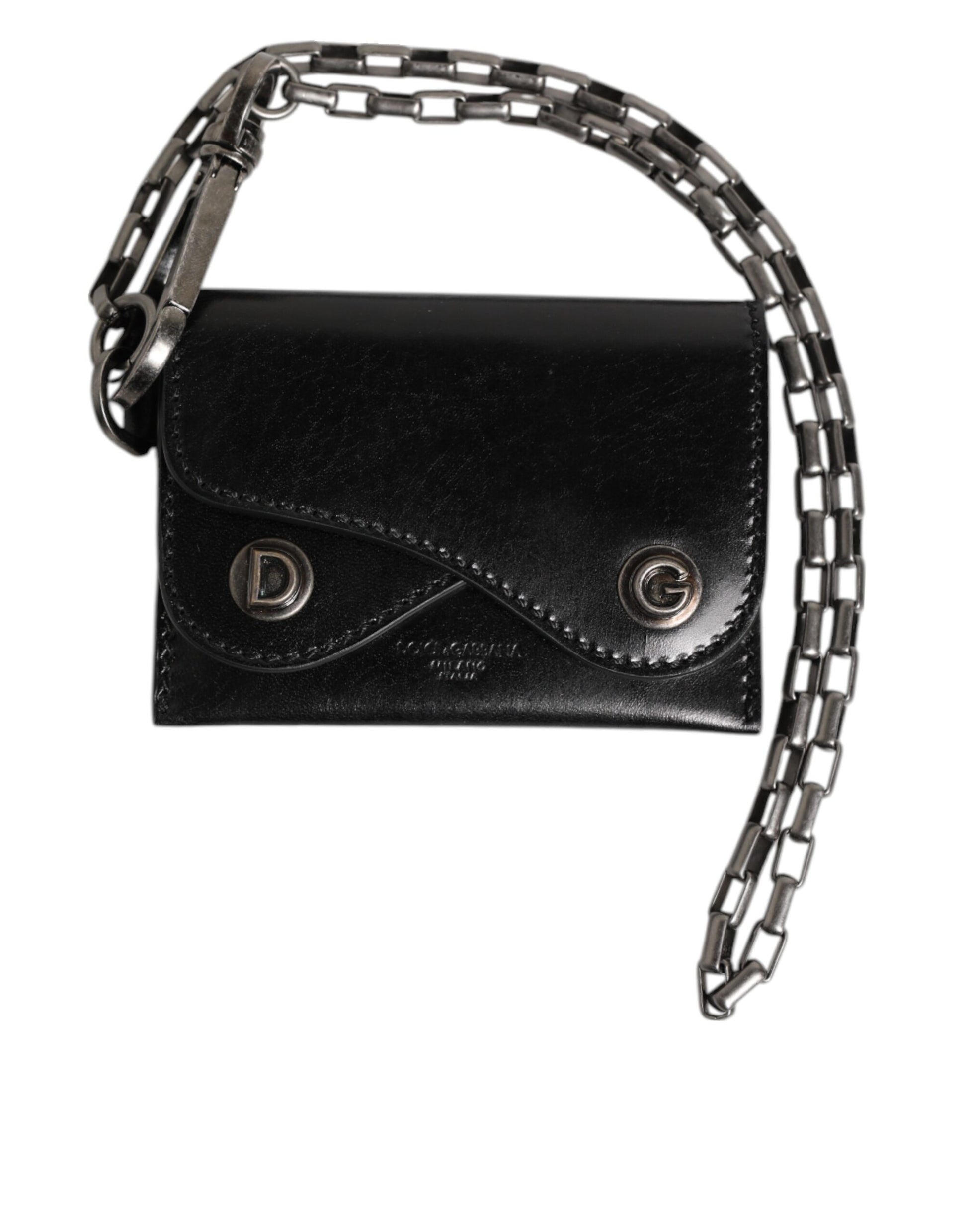 Cardholder Wallet by Dolce & Gabbana for men in cavallo horse leather black, silver & monogram presents a streamlined silhouette, showcasing the sophisticated design of the Pony Cavallo Horse Leather Cardholder Wallet collection with functional card-organization compact-design bifold.