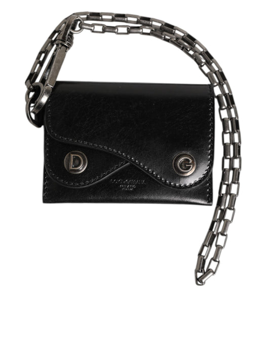 Cardholder Wallet by Dolce & Gabbana for men in cavallo horse leather black, silver & monogram presents a streamlined silhouette, showcasing the sophisticated design of the Pony Cavallo Horse Leather Cardholder Wallet collection with functional card-organization compact-design bifold.