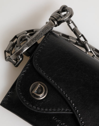 Cardholder Wallet by Dolce & Gabbana for men in cavallo horse leather black, silver & monogram presents a streamlined silhouette, showcasing the sophisticated design of the Pony Cavallo Horse Leather Cardholder Wallet collection with functional card-organization compact-design bifold.