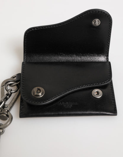 Cardholder Wallet by Dolce & Gabbana for men in cavallo horse leather black, silver & monogram features a streamlined silhouette, showcasing the streamlined Pony Cavallo Horse Leather Cardholder Wallet design with sophisticated card-organization compact-design bifold for a premium look.