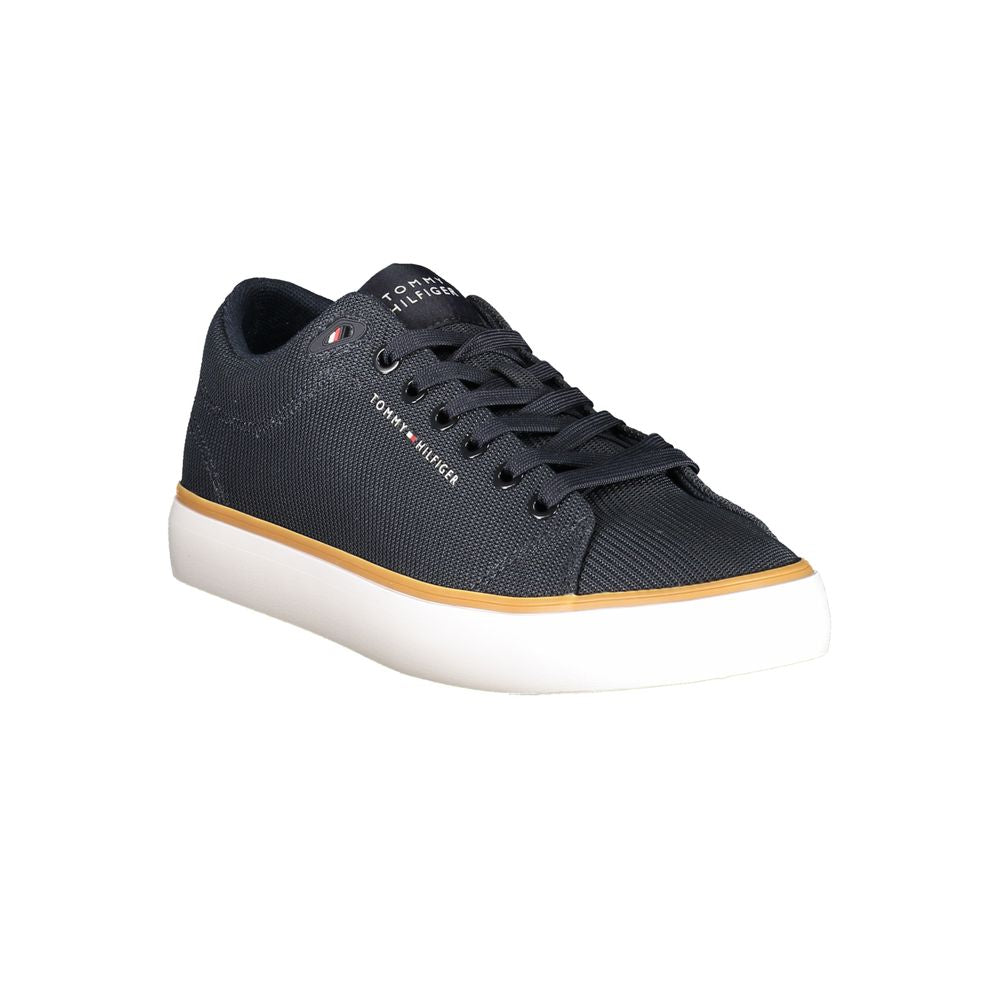 Sneakers by Tommy Hilfiger for men in polyester blue & print presents a sumptuous silhouette, artfully capturing the essence of the Men's Fashion Polyester Sneakers with its sumptuous fashion style design.