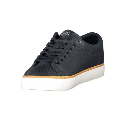 Sneakers by Tommy Hilfiger for men in polyester blue & print presents a sumptuous silhouette from the Men's Fashion Polyester Sneakers collection, showcasing a sumptuous fashion style for an elevated aesthetic.