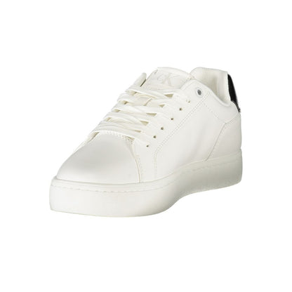 Sneakers by Calvin Klein for women in polyester polyurethane leather black, white & print presents a sumptuous silhouette from the Women's Fashion Polyester Polyurethane Leather Sneakers collection, showcasing a sumptuous fashion style for an elevated aesthetic.