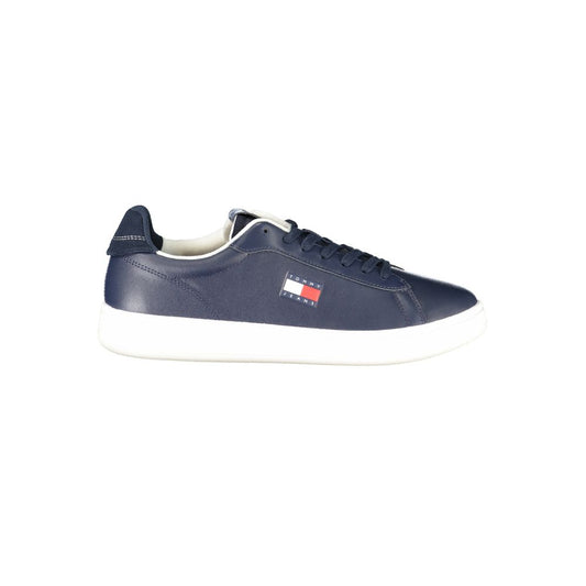 Athletic Sneakers by Tommy Hilfiger for men in polyester polyethylene leather blue showcases an impeccable silhouette, defined by an impeccable athletic style design that perfectly captures the essence of the Men's Athletic Polyester Polyethylene Leather Sneakers.