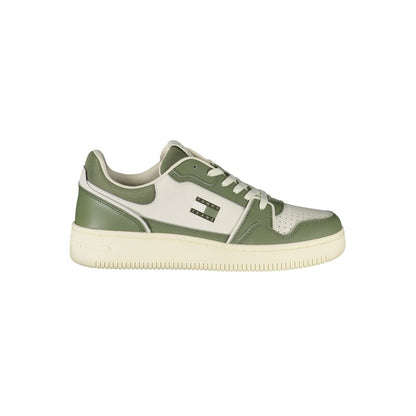 Sneakers by Tommy Hilfiger for men in polyester polyurethane leather green & white features an sumptuous design from the Men's Fashion Polyester Polyurethane Leather Sneakers collection, highlighting a sumptuous fashion style for a premium, high-fashion look.
