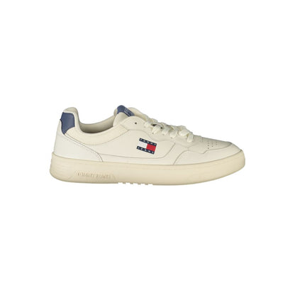 Sneakers by Tommy Hilfiger for men in polyester polyurethane leather blue & white presents a sumptuous silhouette as Men's Fashion Polyester Polyurethane Leather Sneakers, expertly defined by a sumptuous fashion style for a sumptuous, high-fashion look.