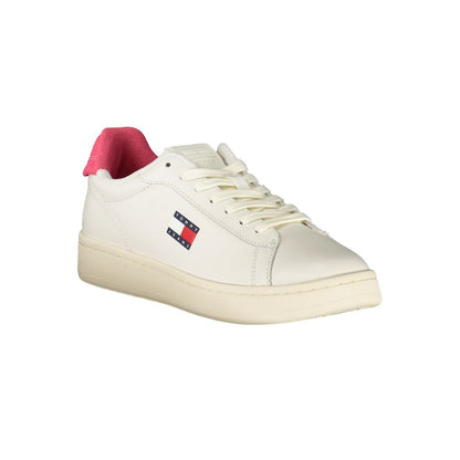 Athletic Sneakers by Tommy Hilfiger for women in polyester polyethylene leather fuchsia, white & signature features an stately silhouette, showcasing the signature athletic style of the Women's Athletic Polyester Polyethylene Leather Sneakers collection with a truly stately finish.