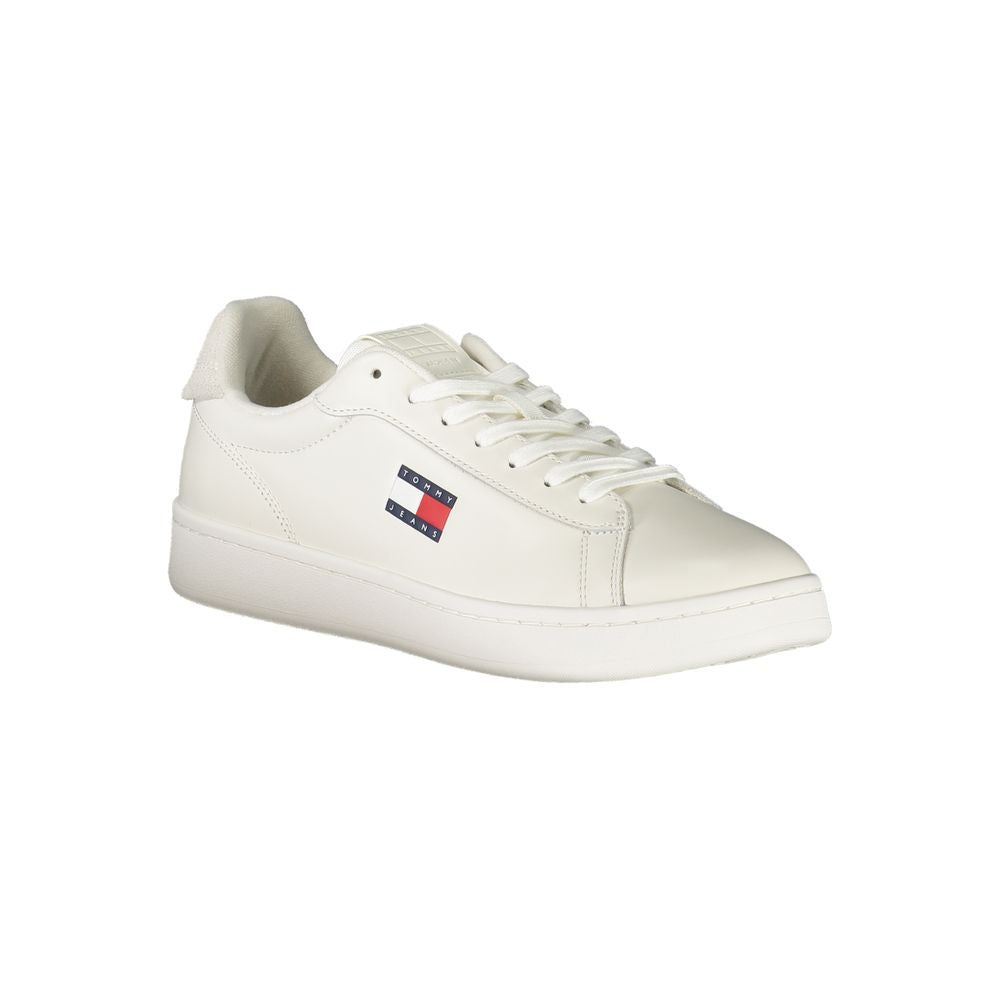 Athletic Sneakers by Tommy Hilfiger for men in polyester polyethylene leather gray, white & signature showcases an impeccable silhouette, defined by an impeccable athletic style design that perfectly captures the essence of the Men's Athletic Polyester Polyethylene Leather Sneakers.