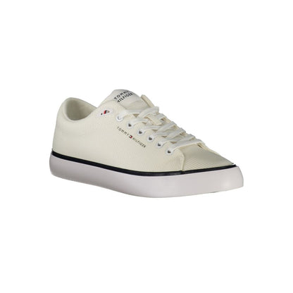 Sneakers by Tommy Hilfiger for men in polyester & polyurethane white presents a sumptuous silhouette from the Men's Fashion Polyester & Polyurethane Sneakers collection, showcasing a sumptuous fashion style for an elevated aesthetic.