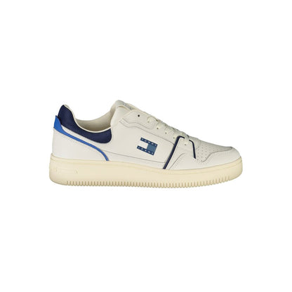 Sneakers by Tommy Hilfiger for men in polyester polyurethane leather blue & white presents a sumptuous silhouette as Men's Fashion Polyester Polyurethane Leather Sneakers, expertly defined by a sumptuous fashion style for a sumptuous, high-fashion look.