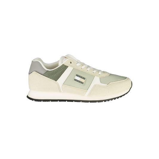 Athletic Sneakers by Tommy Hilfiger for men in polyester & polyurethane green & signature showcases a architectural silhouette, artfully capturing the essence of the The Blend Men's Athletic Polyester & Polyurethane Sneakers with its signature architectural athletic style construction.