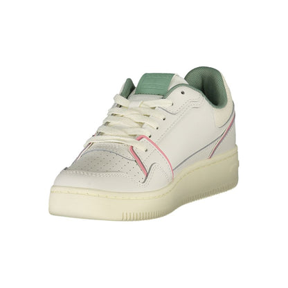 Sneakers by Tommy Hilfiger for women in polyester polyurethane leather green, pink, white & print presents a sumptuous silhouette as Women's Fashion Polyester Polyurethane Leather Sneakers, expertly defined by a sumptuous fashion style for a sumptuous, high-fashion look.