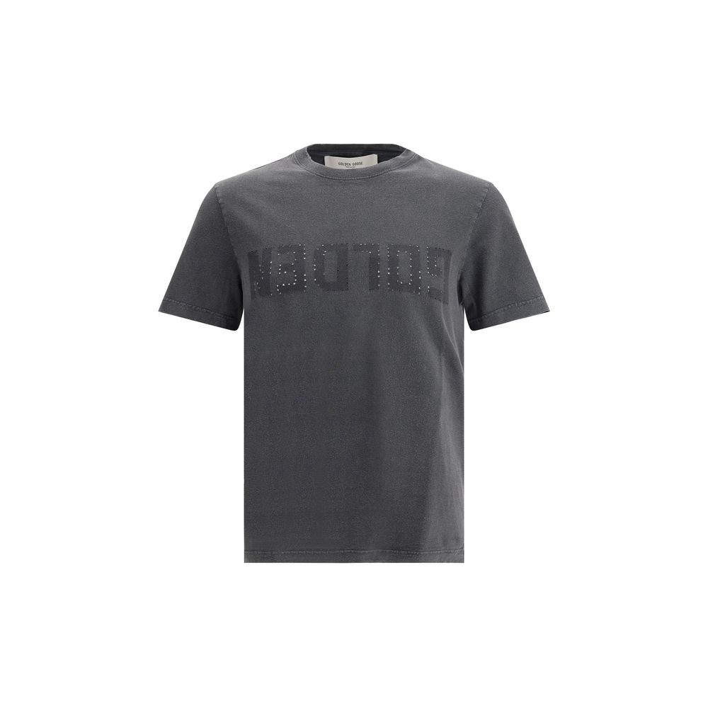 T-Shirt by Golden Goose for men in cotton gray, patterned & monogram showcases a unassuming silhouette, artfully detailed with a refined crew neckline and unassuming for a sophisticated, contemporary look.