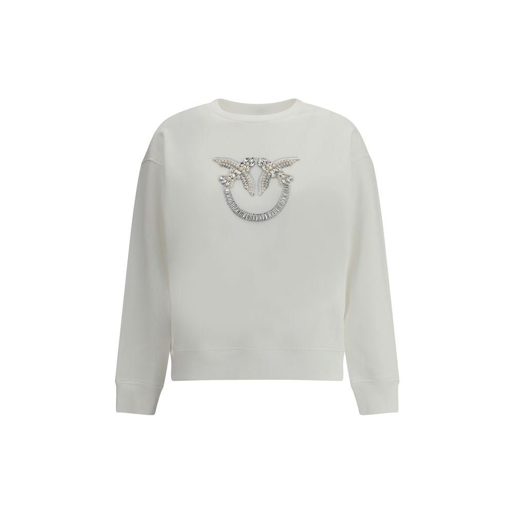 Sweatshirt by PINKO for women in cotton & rhinestone white features a unrivaled silhouette with a refined crew neckline and unrivaled detailing for a sophisticated look.
