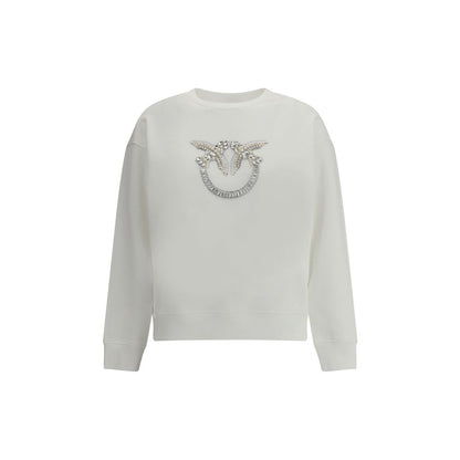 Sweatshirt by PINKO for women in cotton & rhinestone white features a unrivaled silhouette with a refined crew neckline and unrivaled detailing for a sophisticated look.
