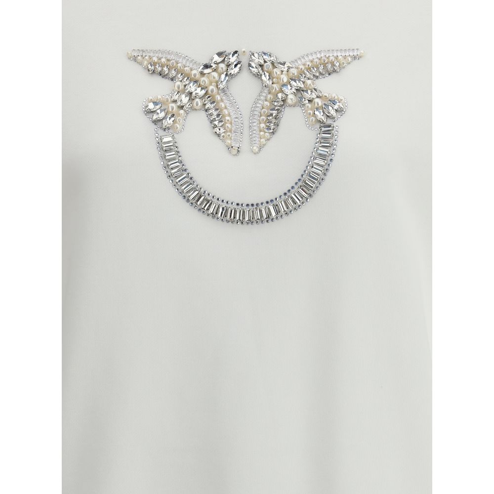 Sweatshirt by PINKO for women in cotton & rhinestone white features an magnificent silhouette, showcasing a sophisticated and detail for a truly magnificent finish.