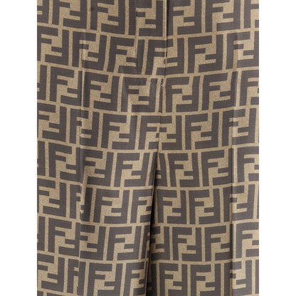 Palazzo Pants by Fendi for women in silk brown, patterned & monogram presents a refined pantology silhouette, artfully defined by a refined pantology straight, regular-fit & wide, long, and a sophisticated high rise.