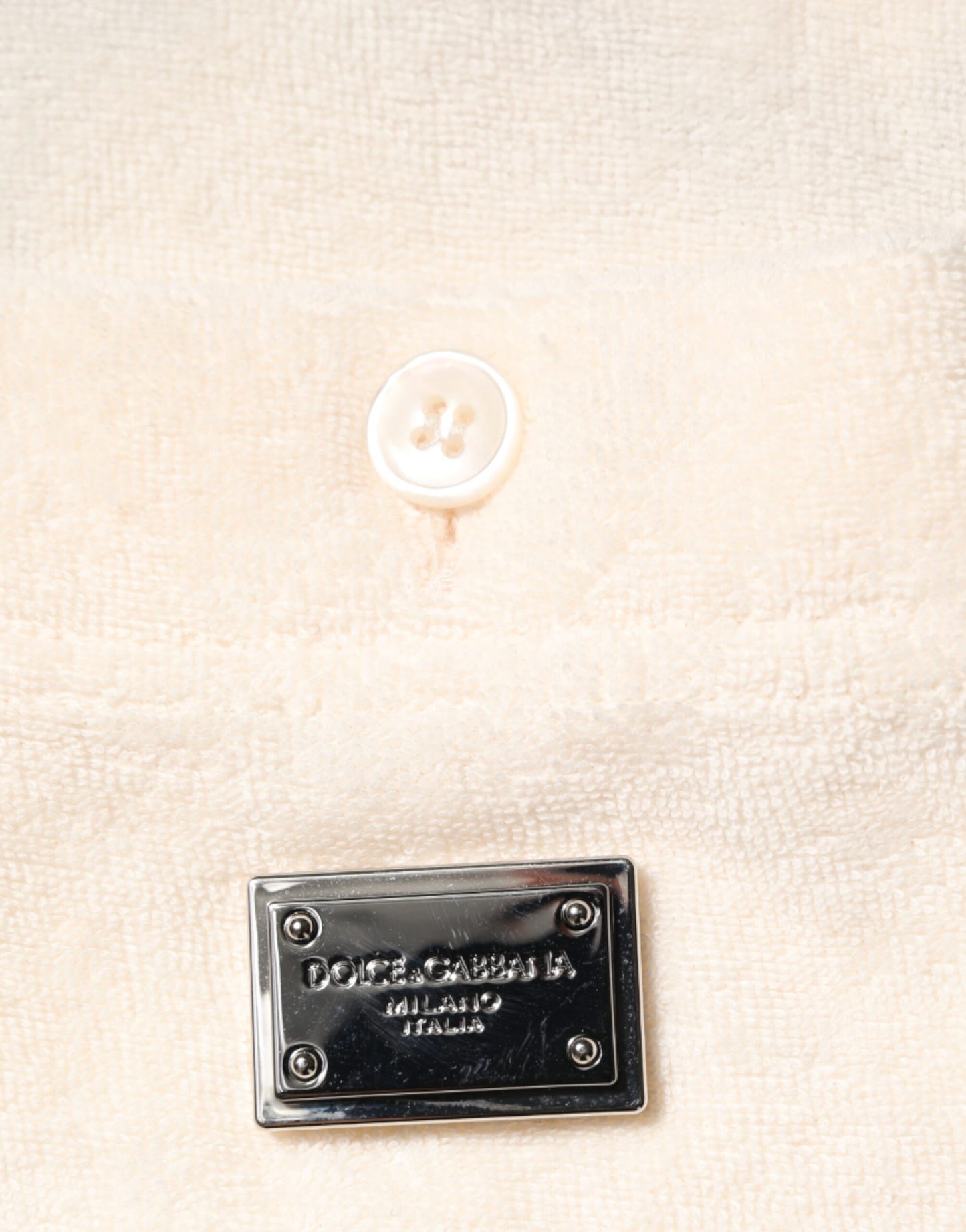 Dolce & Gabbana Ivory Cotton Terry Logo Pocket Polo T-shirt