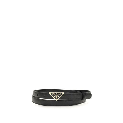 Belt by Prada for women in bos taurus calf leather & saffiano leather black features an artisanal silhouette, showcasing the artisanal craftsmanship of the Bos Taurus Calf Leather & Saffiano Belt collection for a artisanal finish.