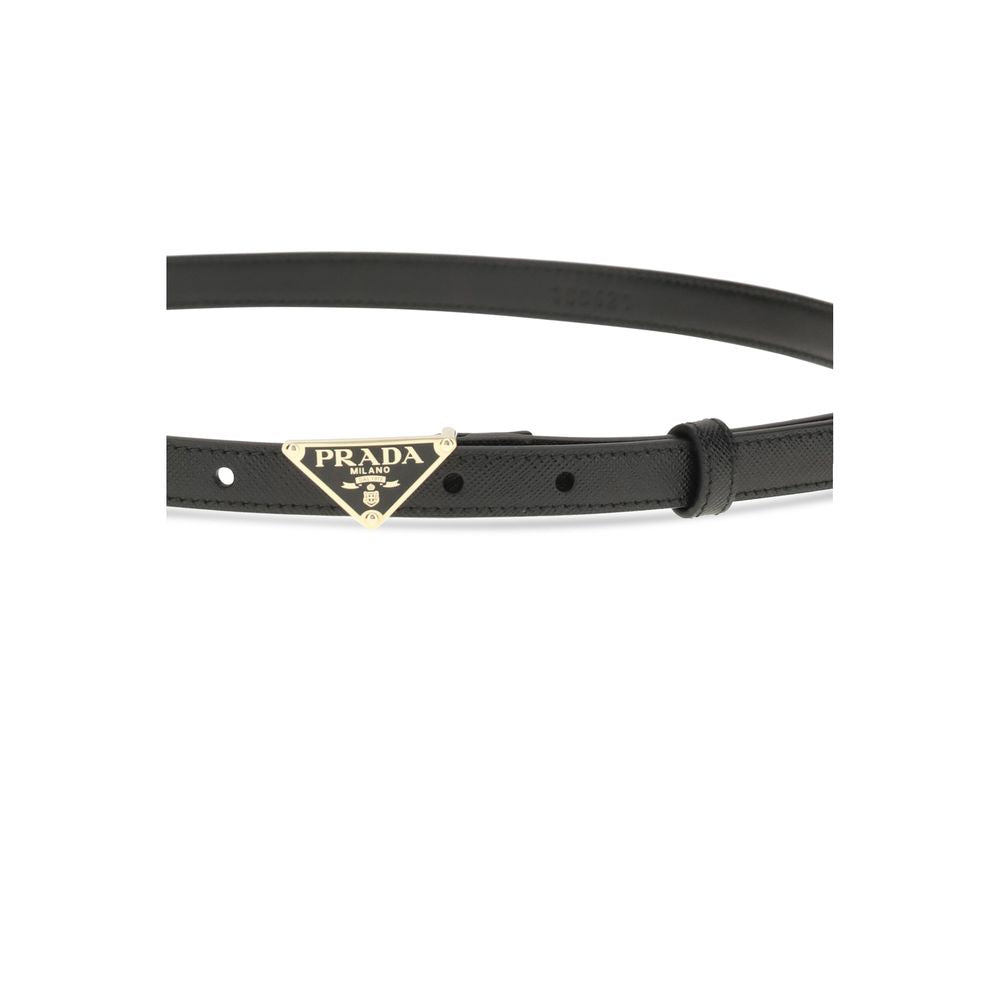 Belt by Prada for women in bos taurus calf leather & saffiano leather black features a artisanal-chic design, artfully capturing the essence of the Bos Taurus Calf Leather & Saffiano Belt with a artisanal-chic finish.