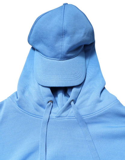 Dolce & Gabbana Blue Cotton Hooded Men Sportswear One Size Vest
