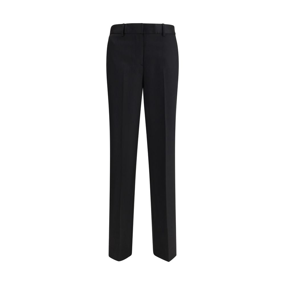Pants by Lardini for women in wool black features an understated silhouette, showcasing a sophisticated straight & regular-fit and long with a refined for an understated, polished aesthetic.