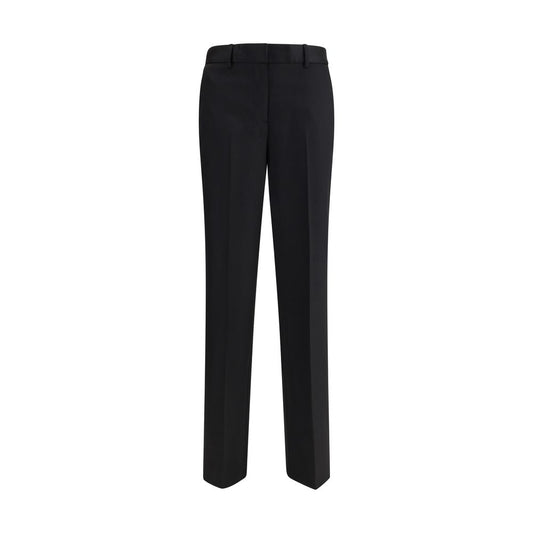 Pants by Lardini for women in wool black features an understated silhouette, showcasing a sophisticated straight & regular-fit and long with a refined for an understated, polished aesthetic.