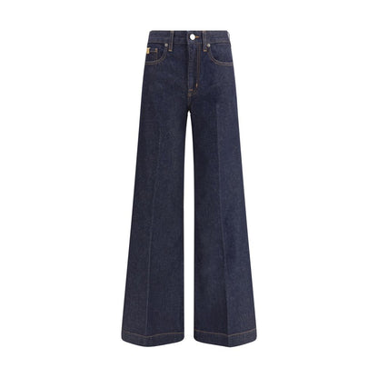 Jeans by Jacob Cohen for women in cotton blue & patterned features an refined tailoring silhouette, showcasing a premium regular-fit & wide with a high rise and long cut for a refined tailoring look.