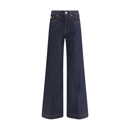 Jeans by Jacob Cohen for women in cotton blue & patterned features an refined tailoring silhouette, showcasing a premium regular-fit & wide with a high rise and long cut for a refined tailoring look.