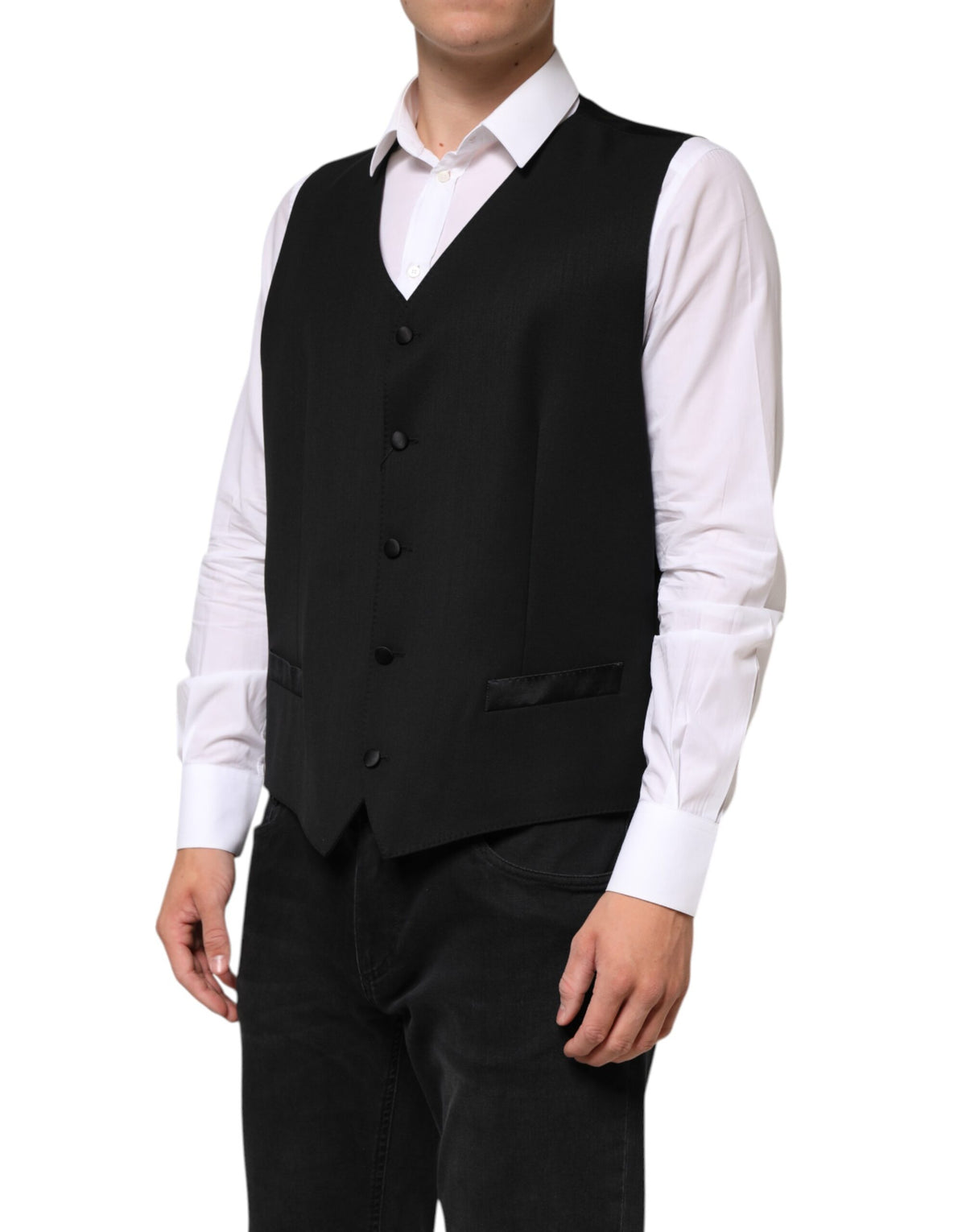 Dolce & Gabbana Men's Silk Wool & Elastane Vest - Black