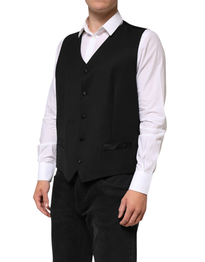 Dolce & Gabbana Men's Silk Wool & Elastane Vest - Black