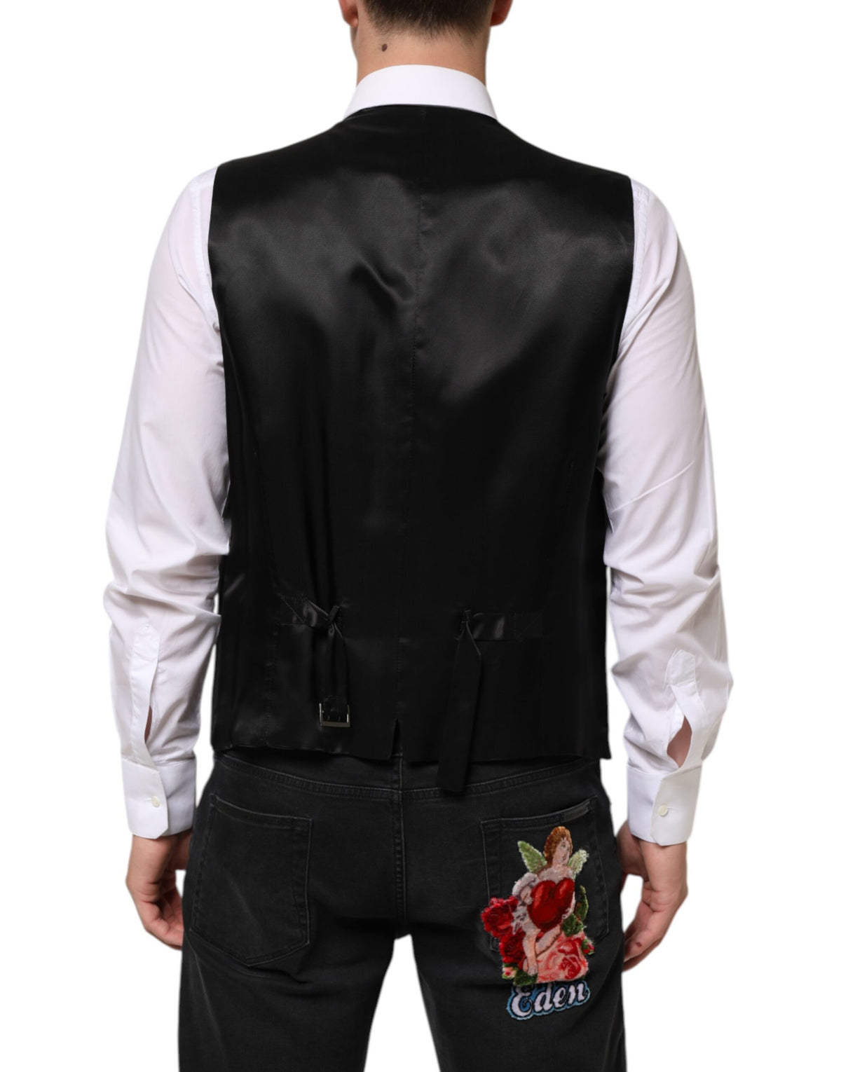 Dolce & Gabbana Men's Silk Wool & Elastane Vest - Black