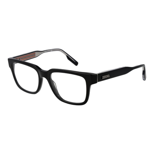 Eyeglasses Frames by Ermenegildo Zegna for men in acetate black features an refined silhouette, showcasing a sophisticated black coloured frame and refined full-frame frame design for a refined look.