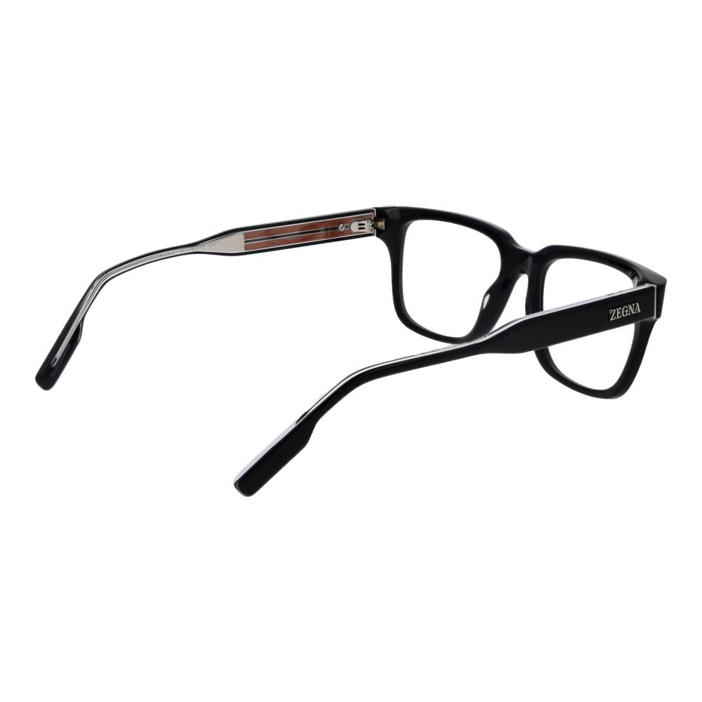 Eyeglasses Frames by Ermenegildo Zegna for men in acetate black features an refined silhouette, showcasing the refined black coloured frame and sophisticated full-frame frame design.