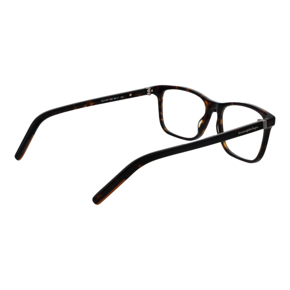 Eyeglasses Frames by Ermenegildo Zegna for men in acetate brown features a refined silhouette, showcasing a refined brown coloured frame and full-frame frame design for a sophisticated, premium look.