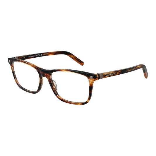 Eyeglasses Frames by Ermenegildo Zegna for men in acetate brown features a refined silhouette, showcasing a refined brown coloured frame and full-frame frame design for a sophisticated, premium look.