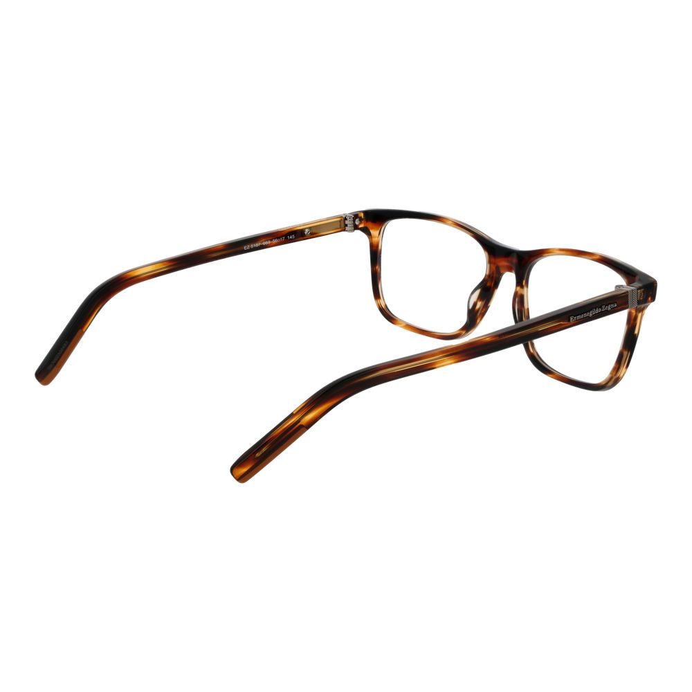 Eyeglasses Frames by Ermenegildo Zegna for men in acetate and brown showcases a refined silhouette, detailed with a brown coloured frame finish and a sophisticated full-frame frame design.