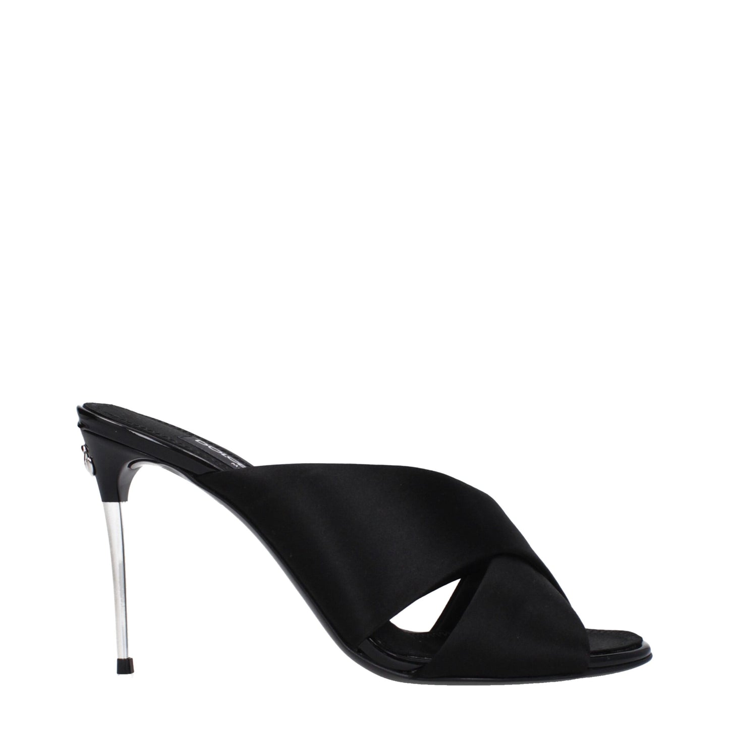 High-Heel Stiletto Sandals by Dolce & Gabbana for women in leather & satin black features an architectural design from the Women's Leather & Satin High-Heel Stiletto Sandals collection, defined by a architectural stiletto high-heel 9-5-cm-heel and open toe style for a architectural finish.