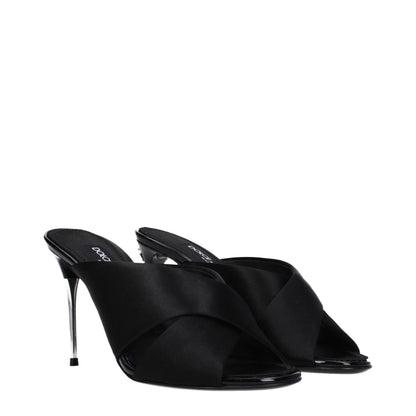 High-Heel Stiletto Sandals by Dolce & Gabbana for women in leather & satin and black presents a captivating silhouette, showcasing the signature style of the Women's Leather & Satin High-Heel Stiletto Sandals with a captivating stiletto high-heel 9-5-cm-heel and captivating open toe style.