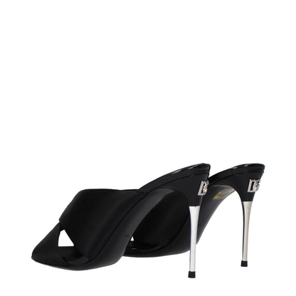 High-Heel Stiletto Sandals by Dolce & Gabbana for women in leather & satin black features an exquisite silhouette, showcasing the exquisite Women's Leather & Satin High-Heel Stiletto Sandals with a stiletto high-heel 9-5-cm-heel and open toe style.