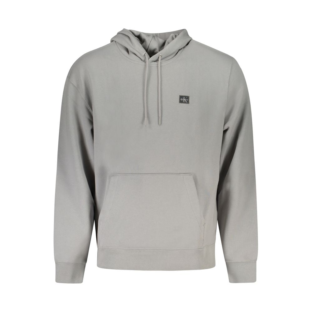 Hooded Sweatshirt Hoodie by Calvin Klein for men in cotton polyester gray features an dramatic silhouette, showcasing a sophisticated hooded neckline and dramatic for a refined, modern aesthetic.