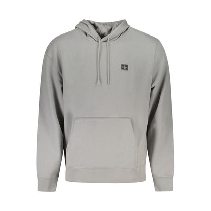 Hooded Sweatshirt Hoodie by Calvin Klein for men in cotton polyester gray features an dramatic silhouette, showcasing a sophisticated hooded neckline and dramatic for a refined, modern aesthetic.