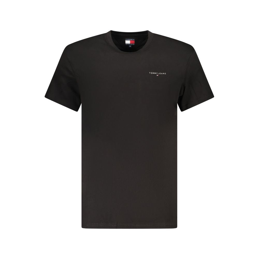 T-Shirt by Tommy Hilfiger for men in cotton black showcases a dramatic silhouette, elegantly detailed with a dramatic and for a truly dramatic finish.