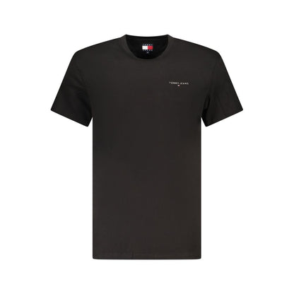 T-Shirt by Tommy Hilfiger for men in cotton black showcases a dramatic silhouette, elegantly detailed with a dramatic and for a truly dramatic finish.